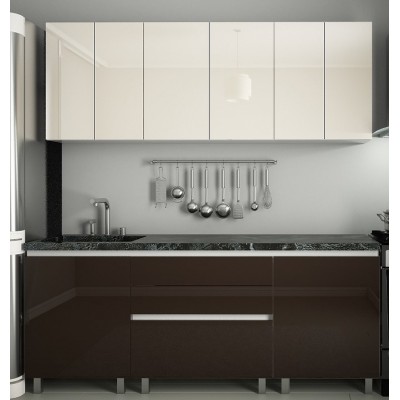 Кухонный гарнитур Bafimob Gola-1A Glass (High Gloss) 2.0m Beige/Brown