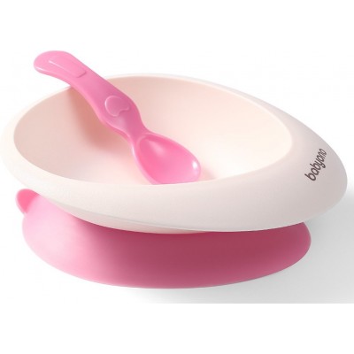 Миска с присоской и ложкой BabyOno Pink (1077/02)
