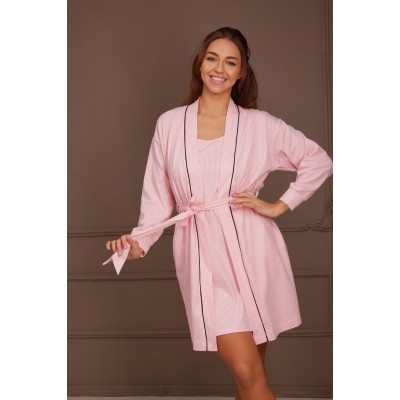 Халат Ajoure T5140/1 Stripes Pink XL