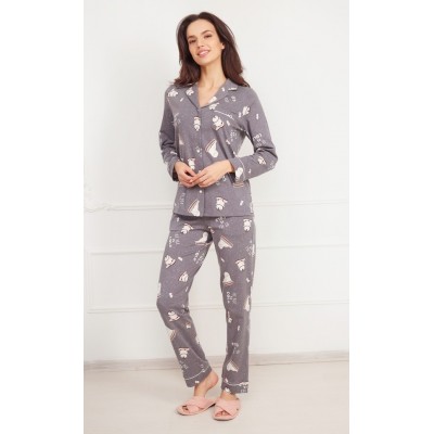 Pijama Ajoure T23569 Print Penguins Grey XL