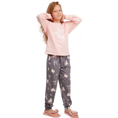 Pijamale pentru copii Ajoure TF23564 Pink Print Penguins 12-13