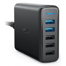 Wall Charger Cellular, 5USB, QC + PD, 60W, Black