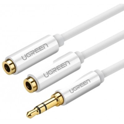 Аудио кабель Ugreen Splitter Stereo 25cm AV134 White (10739)