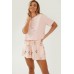 Pijama Ajoure T23545 Pudra Print Cat XS