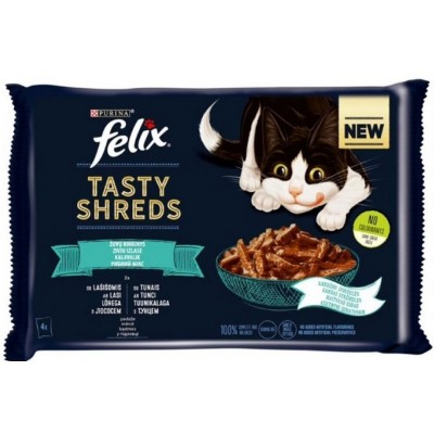 Hrană umedă pentru pisici Purina Felix Tasty Shreds Mix Salmon 2pcs Tuna 2pcs