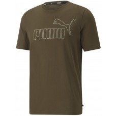 Tricou bărbătesc Puma Ess+ Big Outline Tee Deep Olive XS