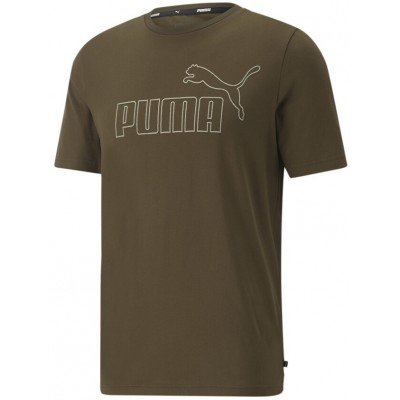 Tricou bărbătesc Puma Ess+ Big Outline Tee Deep Olive XS